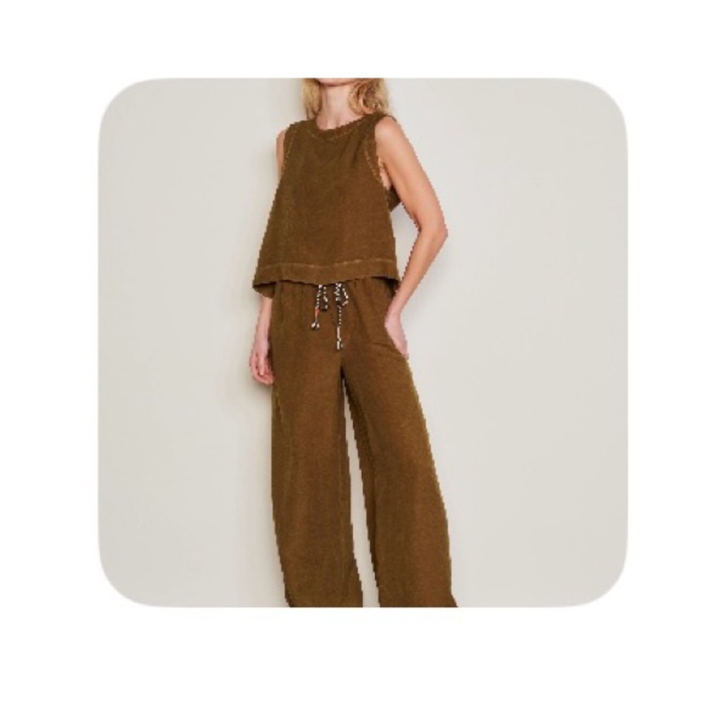 NWT Sundry set  wide leg pant and top in olive  XS